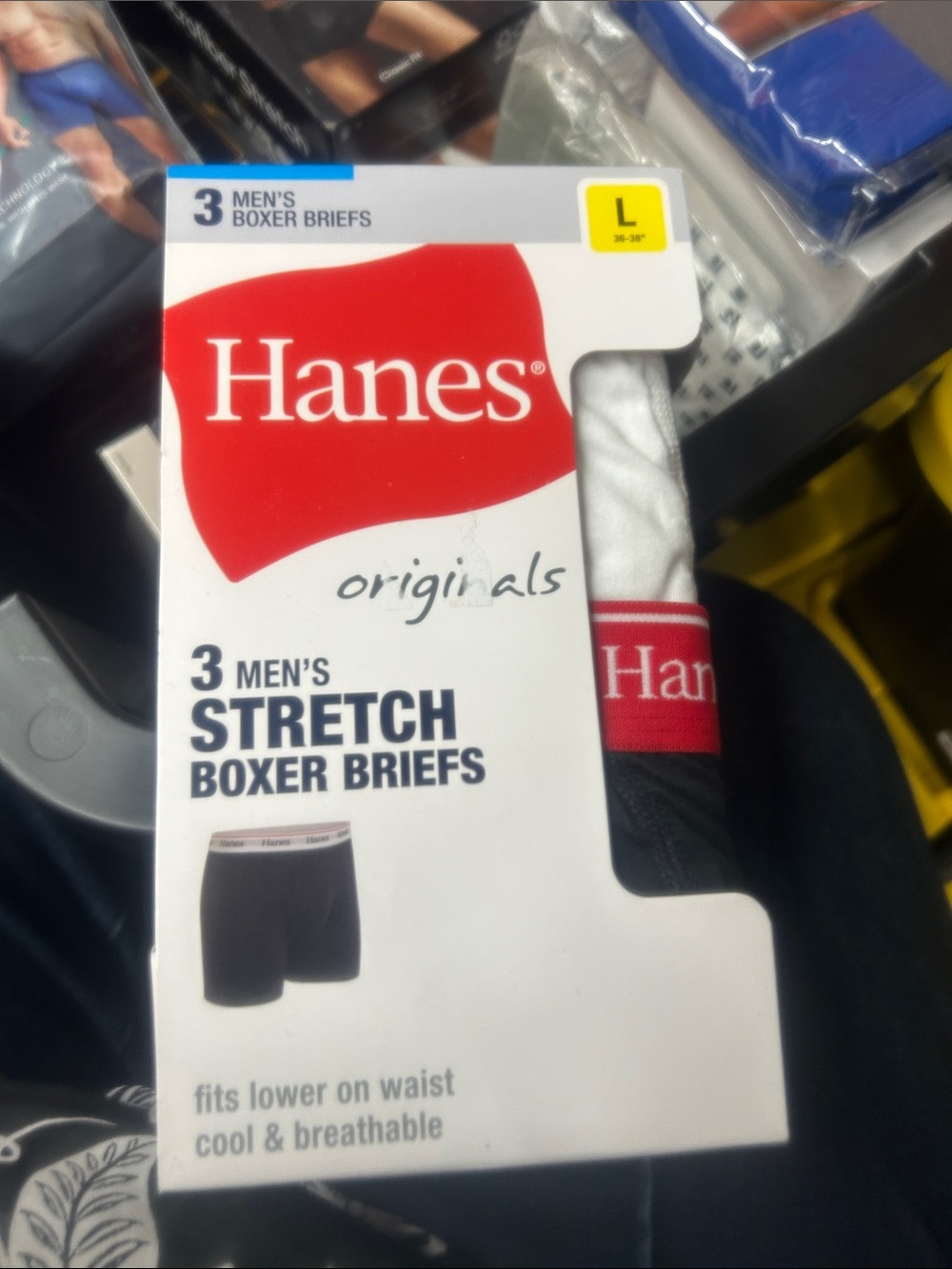 3 mens Sz Large stretch boxer briefs Hanes